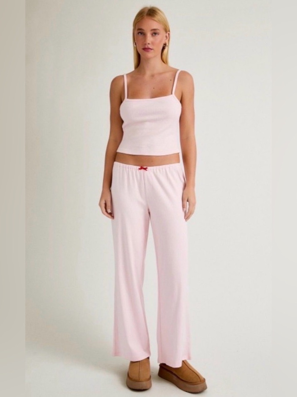 Pink Pointelle Sleep Tank & Pant Set